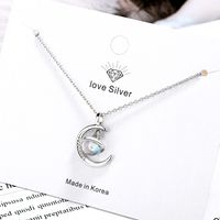 Copper IG Style Elegant Lady Inlay Moon Zircon Pendant Necklace main image 5