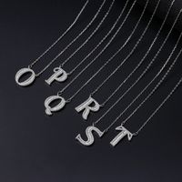 Simple Style Letter Copper Inlay Zircon Pendant Necklace main image 4