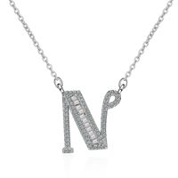 Simple Style Letter Copper Inlay Zircon Pendant Necklace sku image 14