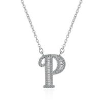 Simple Style Letter Copper Inlay Zircon Pendant Necklace sku image 16