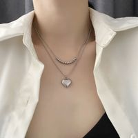 Simple Style Commute Heart Shape Stainless Steel Titanium Steel Plating 18k Gold Plated Layered Necklaces main image 5