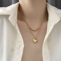 Simple Style Commute Heart Shape Stainless Steel Titanium Steel Plating 18k Gold Plated Layered Necklaces main image 3