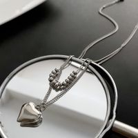 Simple Style Commute Heart Shape Stainless Steel Titanium Steel Plating 18k Gold Plated Layered Necklaces main image 4
