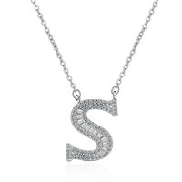 Simple Style Letter Copper Inlay Zircon Pendant Necklace sku image 19