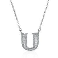 Simple Style Letter Copper Inlay Zircon Pendant Necklace sku image 21