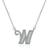 Simple Style Letter Copper Inlay Zircon Pendant Necklace sku image 23