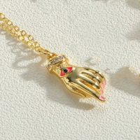 Vintage-stil Einfacher Stil Palme Kupfer Überzug Inlay Zirkon 14 Karat Vergoldet Halskette Mit Anhänger sku image 4