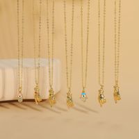 Vintage Style Simple Style Palm Copper Plating Inlay Zircon 14k Gold Plated Pendant Necklace main image 9