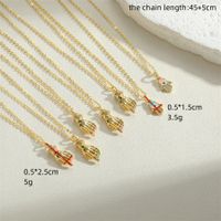 Vintage Style Simple Style Palm Copper Plating Inlay Zircon 14k Gold Plated Pendant Necklace main image 2