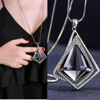 Simple Style Classic Style Rhombus Alloy Glass Copper Inlay Artificial Rhinestones Sweater Chain main image 1