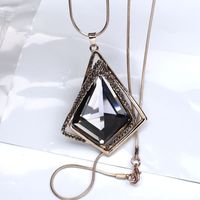 Simple Style Classic Style Rhombus Alloy Glass Copper Inlay Artificial Rhinestones Sweater Chain sku image 1