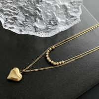 Simple Style Commute Heart Shape Stainless Steel Titanium Steel Plating 18k Gold Plated Layered Necklaces sku image 2