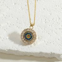 Vintage Style Simple Style Devil's Eye Copper Plating Inlay Zircon 14k Gold Plated Pendant Necklace sku image 2