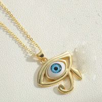 Vintage Style Simple Style Devil's Eye Copper Plating Inlay Zircon 14k Gold Plated Pendant Necklace sku image 1