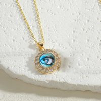 Vintage Style Simple Style Devil's Eye Copper Plating Inlay Zircon 14k Gold Plated Pendant Necklace sku image 4