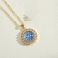 Vintage Style Simple Style Devil's Eye Copper Plating Inlay Zircon 14k Gold Plated Pendant Necklace sku image 5