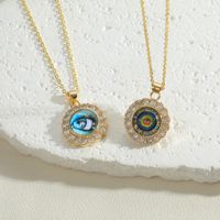 Vintage Style Simple Style Devil's Eye Copper Plating Inlay Zircon 14k Gold Plated Pendant Necklace main image 6