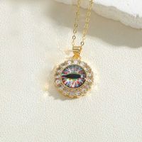 Vintage Style Simple Style Devil's Eye Copper Plating Inlay Zircon 14k Gold Plated Pendant Necklace sku image 3