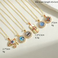 Vintage Style Simple Style Devil's Eye Copper Plating Inlay Zircon 14k Gold Plated Pendant Necklace main image 2