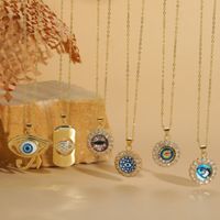 Vintage Style Simple Style Devil's Eye Copper Plating Inlay Zircon 14k Gold Plated Pendant Necklace main image 10