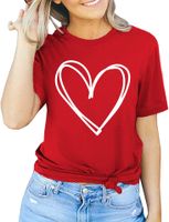 Women's T-shirt Short Sleeve T-shirts Printing Streetwear Heart Shape main image 2