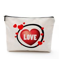 Sweet Simple Style Heart Shape Cotton And Linen Makeup Bags main image 4