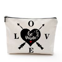 Sweet Simple Style Heart Shape Cotton And Linen Makeup Bags main image 3