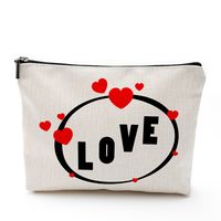 Sweet Simple Style Heart Shape Cotton And Linen Makeup Bags main image 2