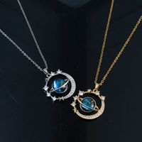 Copper Titanium Steel Simple Style Plating Inlay Planet Zircon Pendant Necklace main image 5