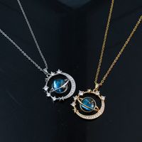 Ig Style Simple Style Planet Titanium Steel Copper Plating Inlay Zircon Pendant Necklace main image 5