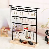 Nordic Style Geometric Solid Wood Iron Jewelry Rack main image 4