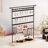 Nordic Style Geometric Solid Wood Iron Jewelry Rack main image 3