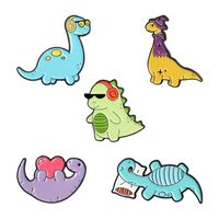 Cartoon Style Cute Dinosaur Alloy Stoving Varnish Women's Brooches main image 5