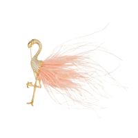 Ig Style Simple Style Flamingo Copper Feather Inlay Zircon Women's Brooches main image 3