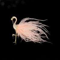 Ig Style Simple Style Flamingo Copper Feather Inlay Zircon Women's Brooches main image 1