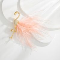 Ig Style Simple Style Flamingo Copper Feather Inlay Zircon Women's Brooches sku image 1