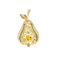 Simple Style Pear Copper Plating Hollow Out Inlay Zircon Women's Brooches sku image 1
