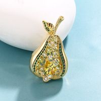 Simple Style Pear Copper Plating Hollow Out Inlay Zircon Women's Brooches main image 1