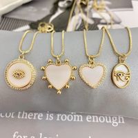 Simple Style Heart Shape Shell Plating Inlay Zircon Gold Plated Women's Pendant Necklace main image 1