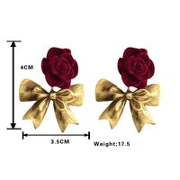 1 Paire Mignon Rose Placage Alliage Plaqué Or Boucles D'oreilles main image 2