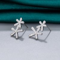 1 Pair Sweet Flower Plating Inlay Brass Zircon Ear Studs main image 3