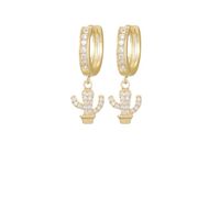 1 Paire Style Simple Cactus Placage Incruster Le Cuivre Zircon Boucles D'oreilles main image 4