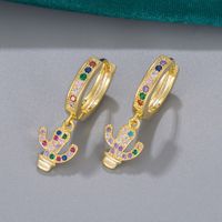 1 Pair Simple Style Cactus Plating Inlay Copper Zircon Drop Earrings main image 1