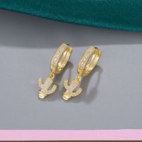 1 Pair Simple Style Cactus Plating Inlay Copper Zircon Drop Earrings main image 2