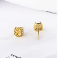 1 Pair Simple Style Square Inlay Copper Crystal Rhinestones Ear Studs main image 2