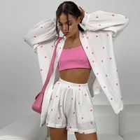Home Daily Women's Elegant Lady Heart Shape Cotton Shorts Sets Pajama Sets main image 3