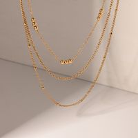 Simple Style Solid Color Stainless Steel Plating 18k Gold Plated Three Layer Necklace main image 3