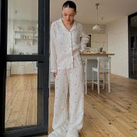Home Sleeping Women's Casual Sweet Heart Shape Cotton Pants Sets Pajama Sets main image 4