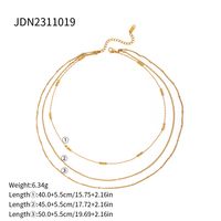 Simple Style Solid Color Stainless Steel Plating 18k Gold Plated Three Layer Necklace sku image 1