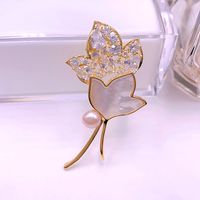 Elegant Glam Leaf Flower Butterfly Brass Plating Inlay Shell Zircon Women's Brooches 1 Piece main image 7